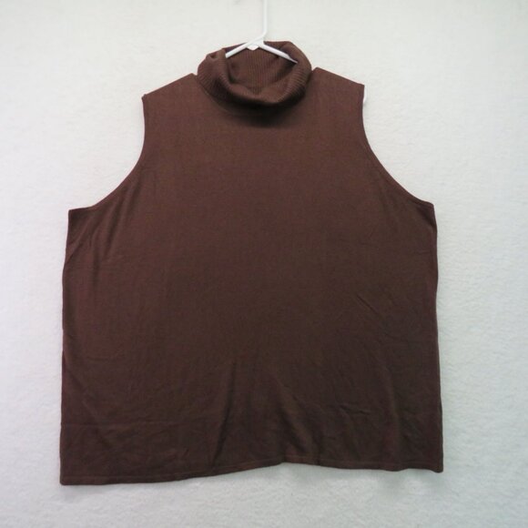 Jessica London Sweater Womens Size 26/28 Sleeveless Turtleneck Brown Knit New - Picture 2 of 10